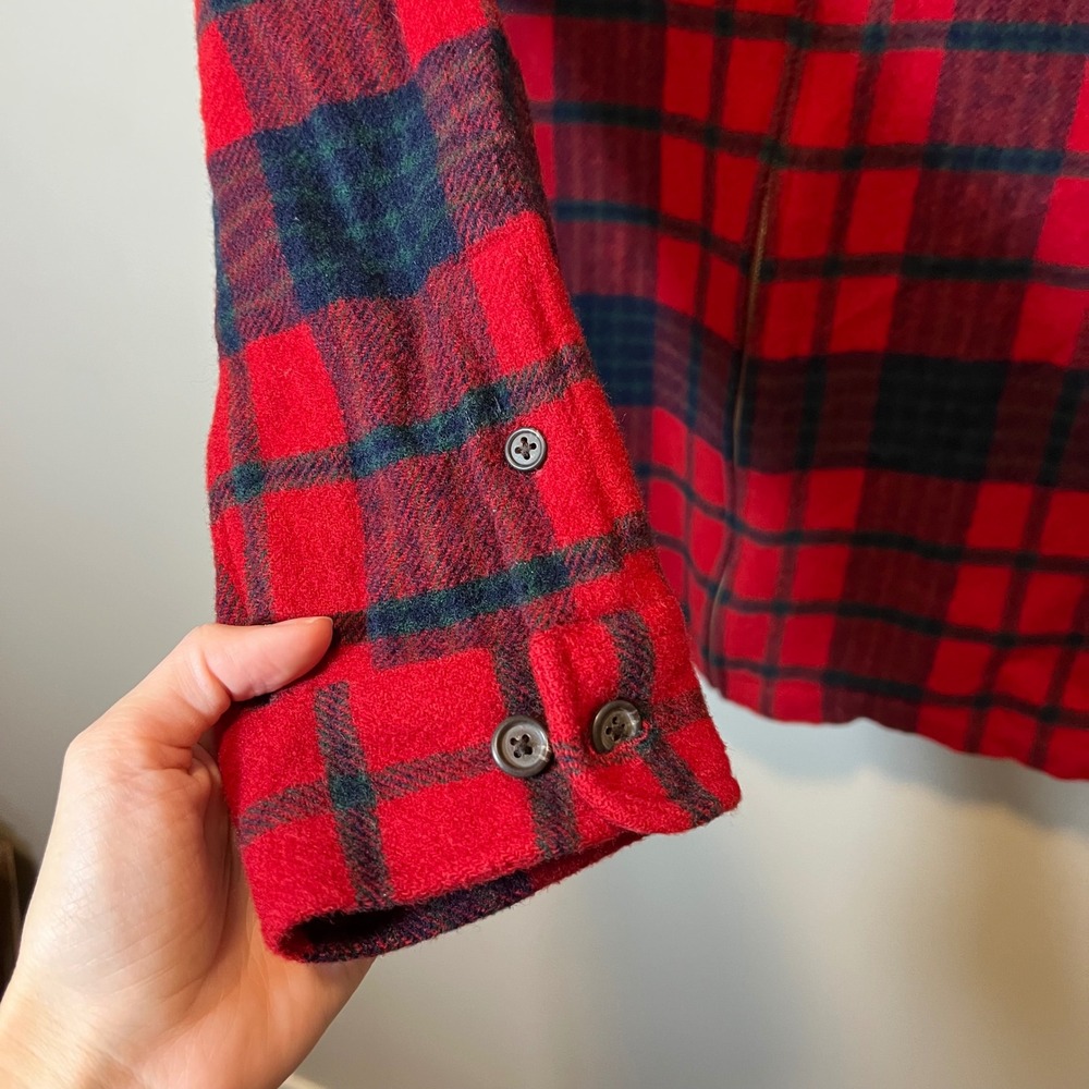 Lauren Ralph Lauren Red Plaid 100% Lambswool Full Zip Shirt Jacket Men's Large - Picture 6 of 11